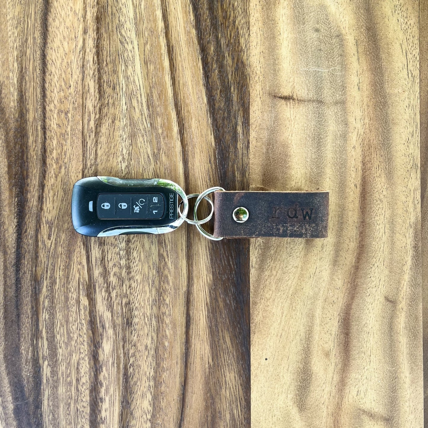Custom Leather Keychain - Genuine Leather Embossed with Personalized Initials - Made to Order