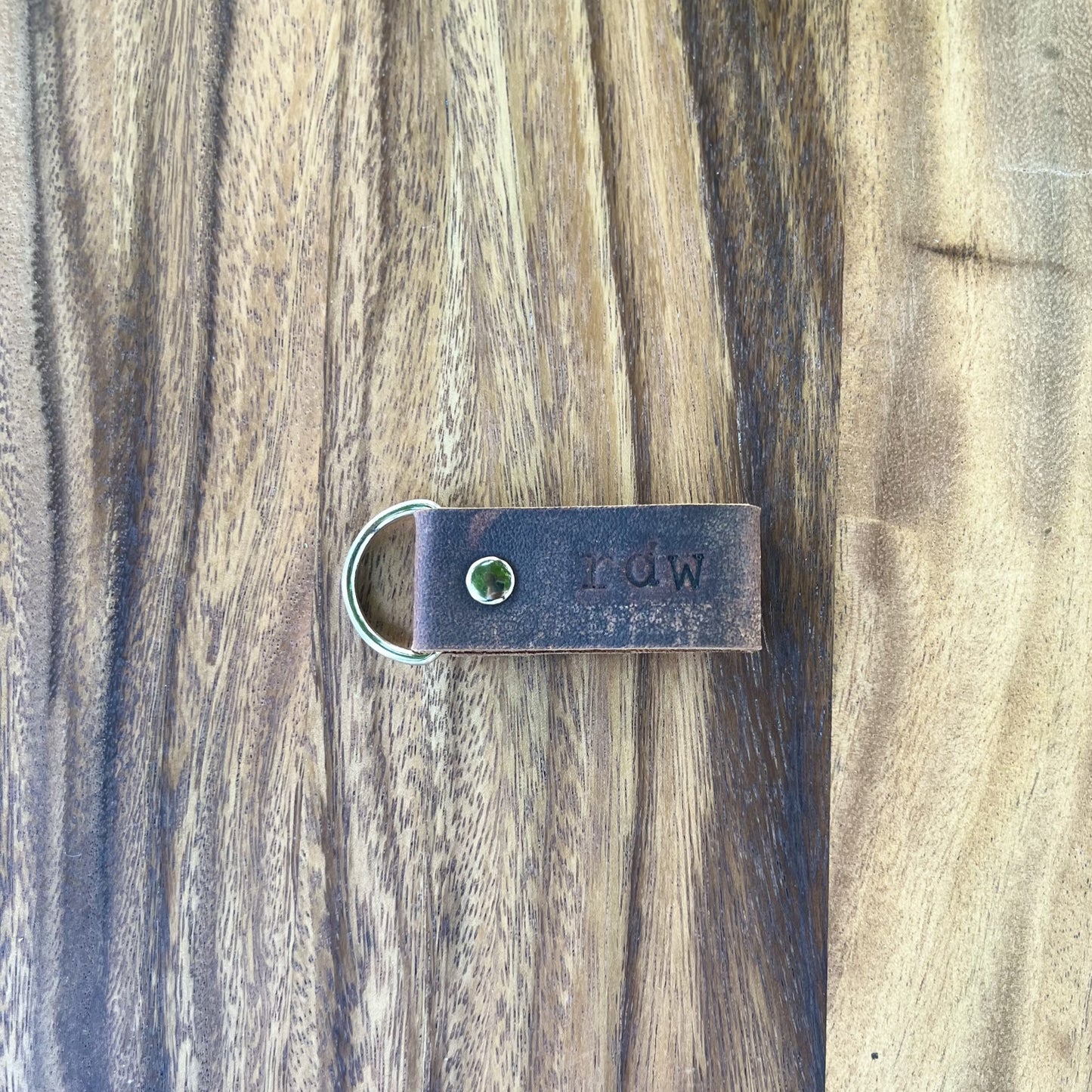Custom Leather Keychain - Genuine Leather Embossed with Personalized Initials - Made to Order