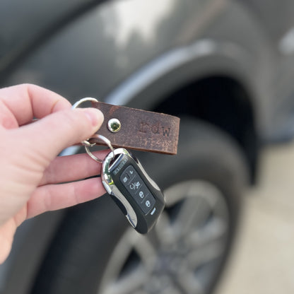 Custom Leather Keychain - Genuine Leather Embossed with Personalized Initials - Made to Order