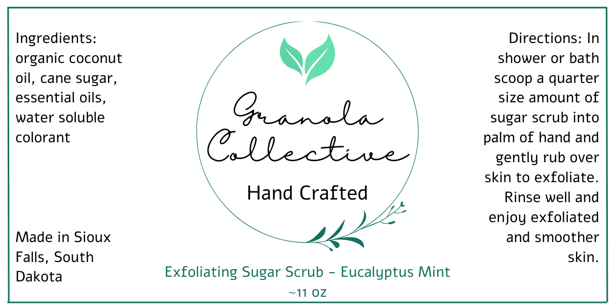 New! Natural Exfoliating Sugar Scrub - Organic Body Scrub by Granola Collective