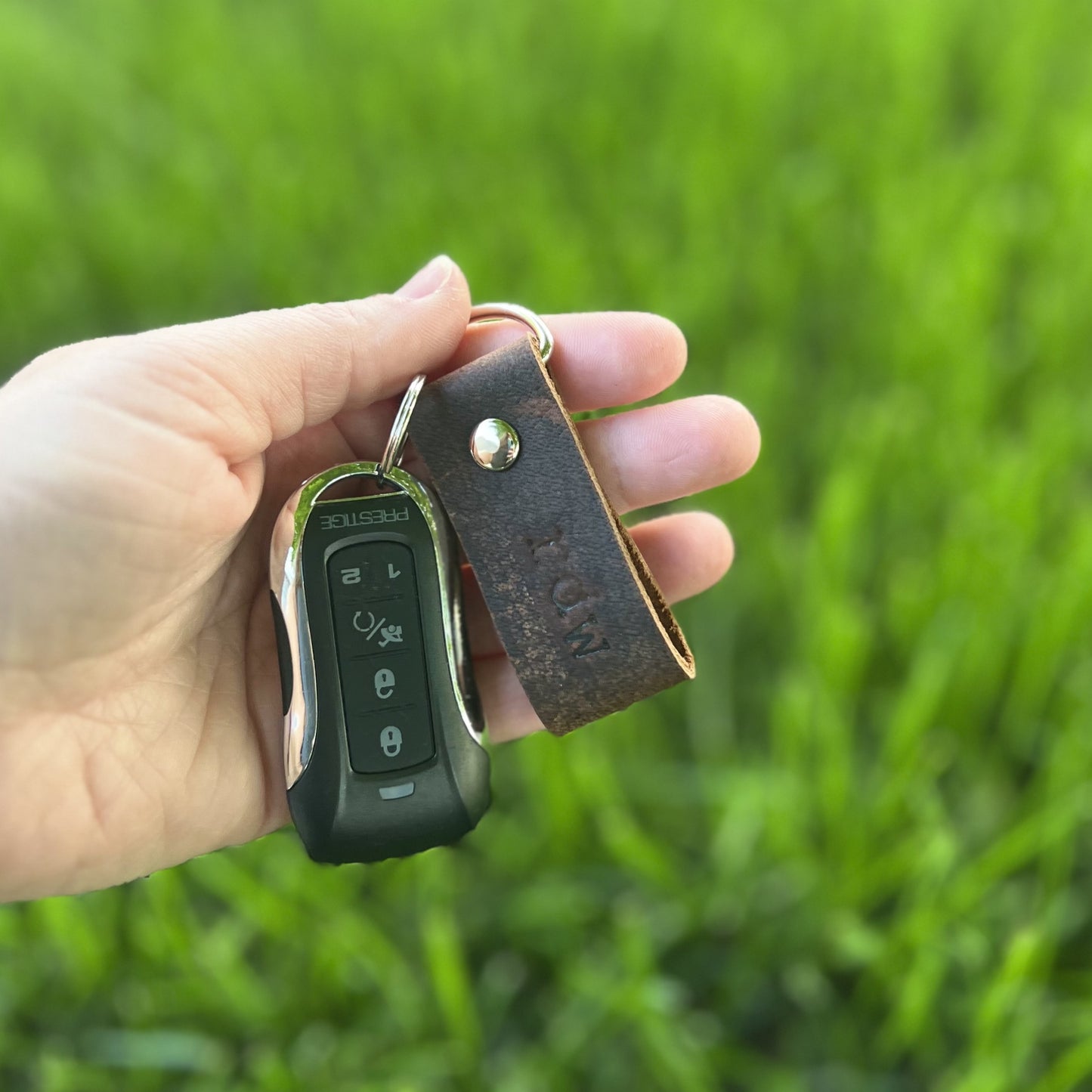 Custom Leather Keychain - Genuine Leather Embossed with Personalized Initials - Made to Order