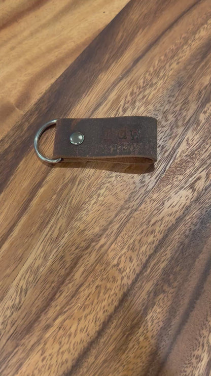 Custom Leather Keychain - Genuine Leather Embossed with Personalized Initials - Made to Order