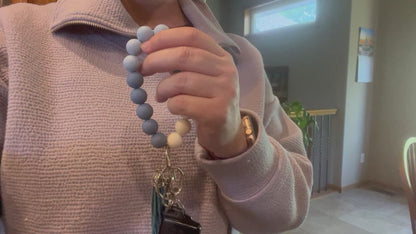 Bracelet Wristlet with Silicone Chunky Colorful Beads & Tassel for Women – Stylish Wrist Key Ring Accessory